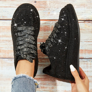 Xajzpa Sparkly Rhinestone BlingBling Party Sneakers - Women's Sporty Fashion Casual Prom Shoes